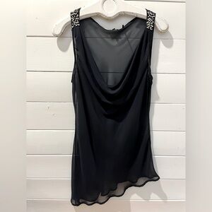 TRICOTTO Black Beaded Asymmetrical Tunic (M)